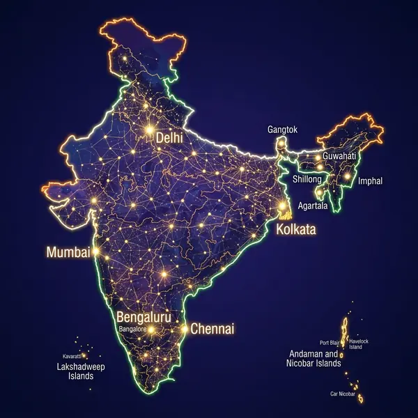 Real India Map with Pure International Borders